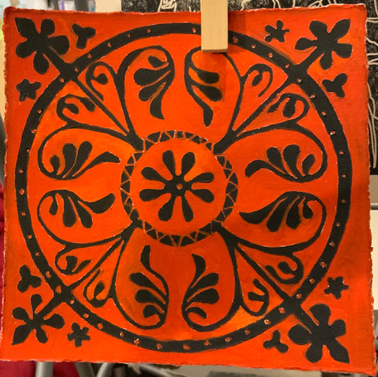 Floral Cathedral Floor Tile Print - Orange